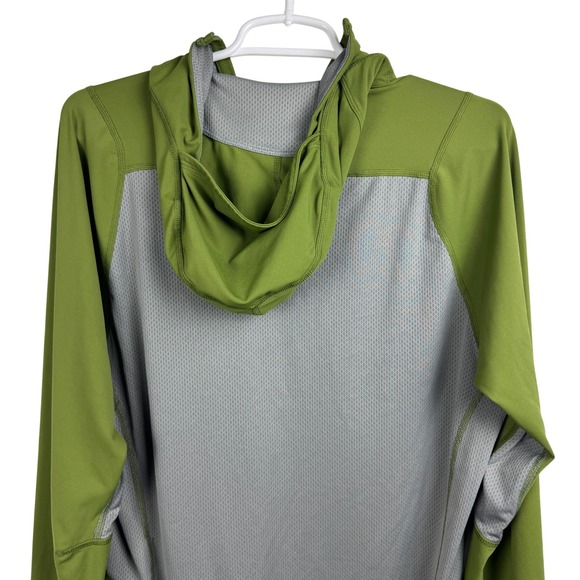 Patagonia Men's Long Sleeve Half Zip Hoodie Olive Green Running Top - Medium - Picture 5 of 8